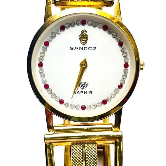 Rare Vintage Watch Sandoz Saphir HC 6026 Gold Plated Sapphire Crystal Watch EUC - Picture 6 of 9
